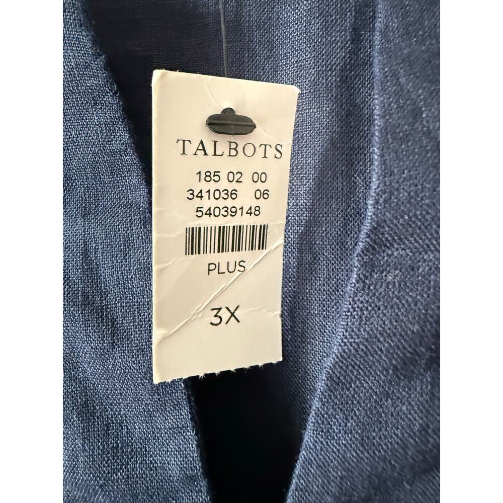 Talbots 100% Linen Sleeveless Tunic Top Navy NWT 3X Coastal Cruise Capsule - Picture 3 of 5